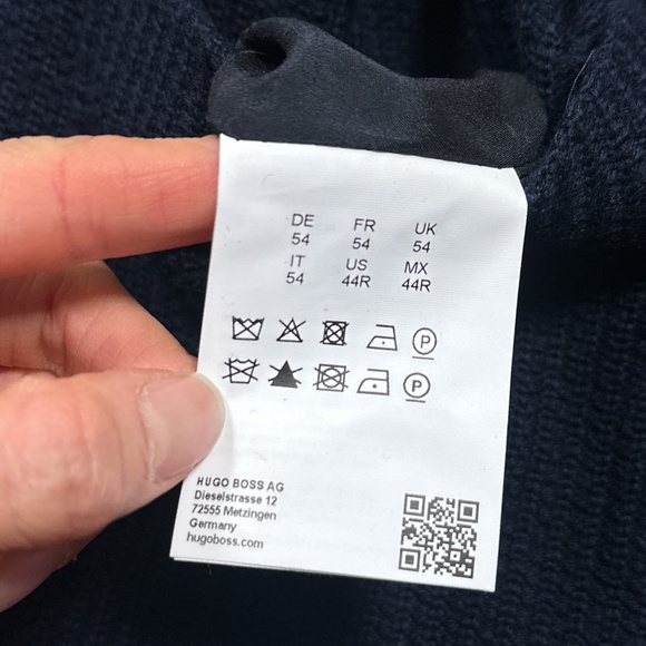 Hugo Boss Nold Thick Knit Wool Blend Unstructured Blazer Navy Blue Mens US 44 R - Picture 12 of 15